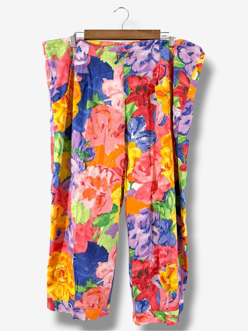 Jams World Wide Leg Drawstring Pants Size M SPLENDOR Pink Multicolor Tropical